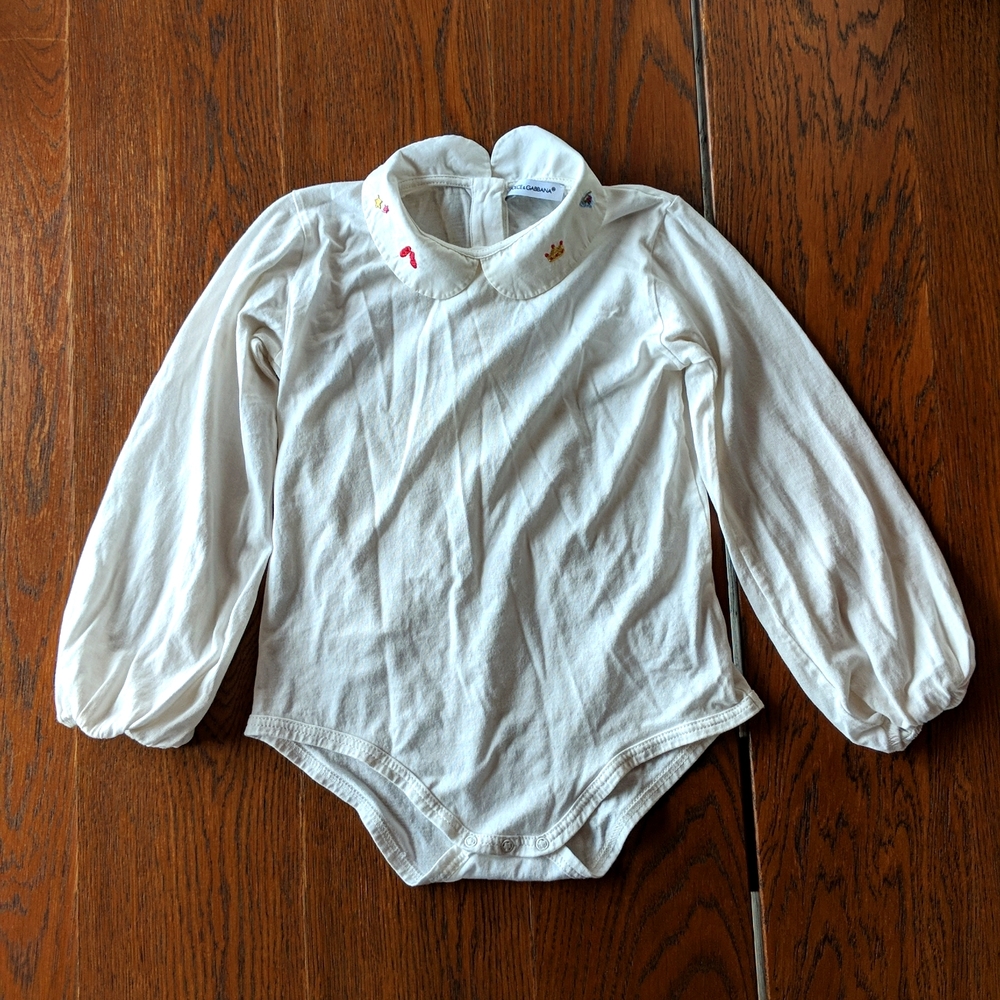 D & G Embroidered Baby Girl Shirt-Style Bodysuit